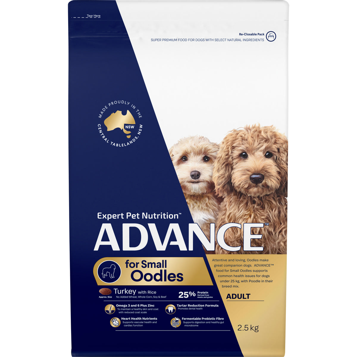 ADVANCE Small Oodles Turkey with Rice Dry Dog Food 2.5kg