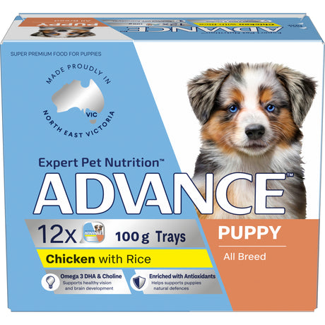 ADVANCE Puppy Chicken with Rice Wet Dog Food 12 x 100g Trays