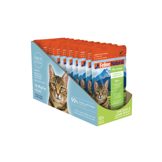 Feline Natural Chicken & Lamb Feast Pouch Cat Food 85g Box