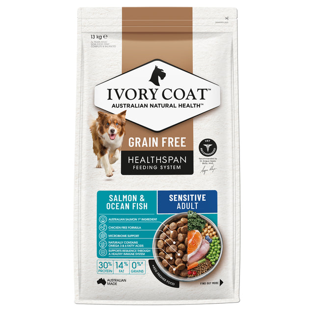 Ivory Coat Grain Free Adult Dog Salmon & Ocean Fish Dry Food 13kg