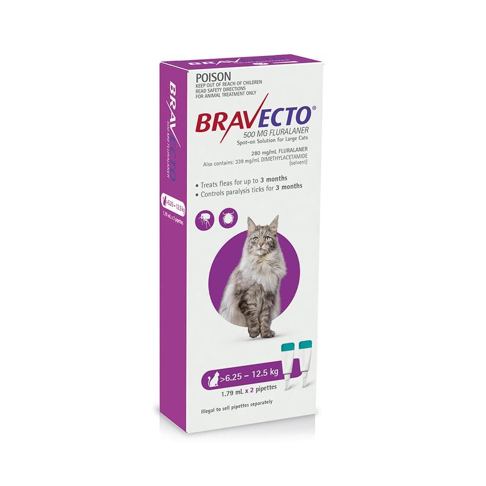 Bravecto Spot-On for Cats 6.25-12.5kg Purple 2 Pack