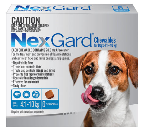 NexGard Chewables for Dogs 4.1-10kg 6 Pack
