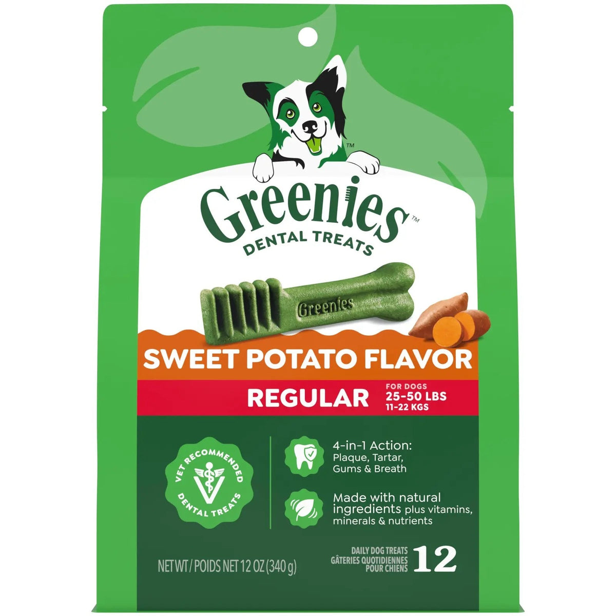 Greenies Sweet Potato Regular Dog Dental Treats 340g