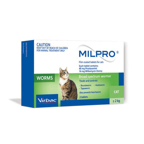 Milpro Broad Spectrum Wormer for Cats 2-8kg