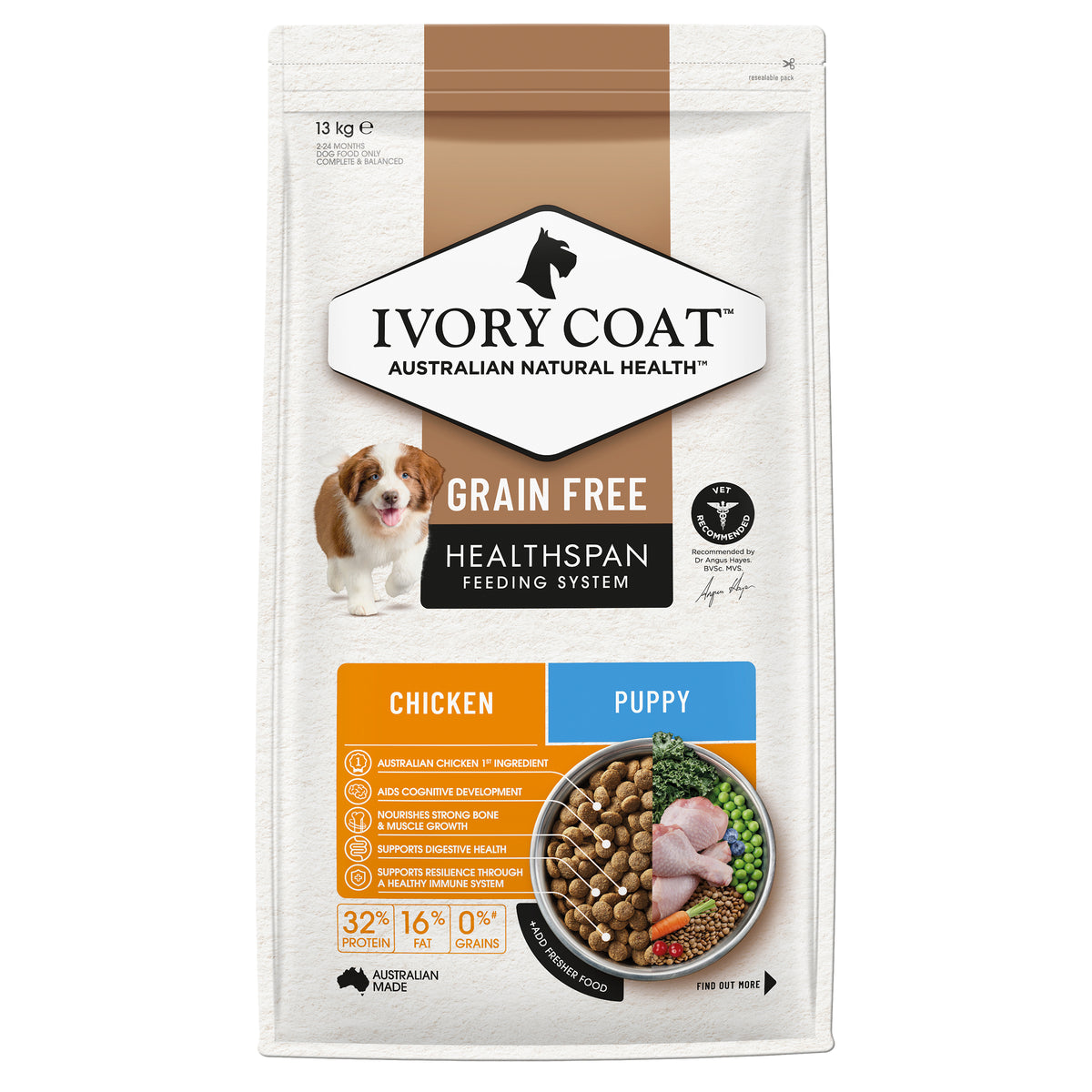 Ivory Coat Grain Free Puppy Chicken Dry Food 13kg