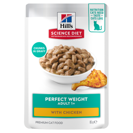 Hill's Science Diet Adult Perfect Weight with Chicken Cat Food pouches 12x85g