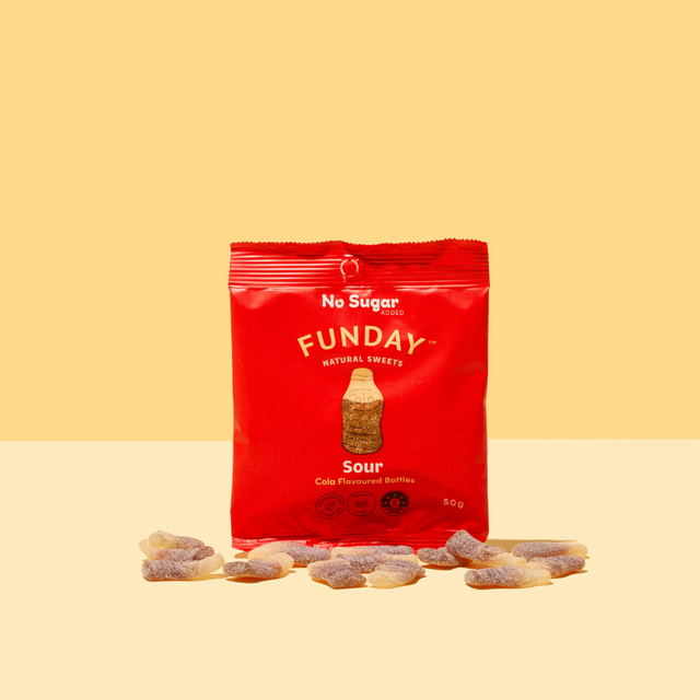 Funday Sour Cola Gummy Bottles 50g