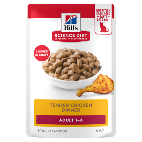 Hill's Science Diet Adult Tender Chicken Dinner Wet Cat Food pouches 12x85g