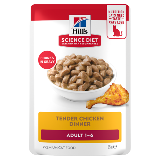 Hill's Science Diet Adult Tender Chicken Dinner Wet Cat Food pouches 12x85g