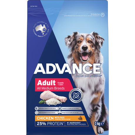 ADVANCE Adult Medium Breed Chicken with Rice Dry Dog Food 3kg
