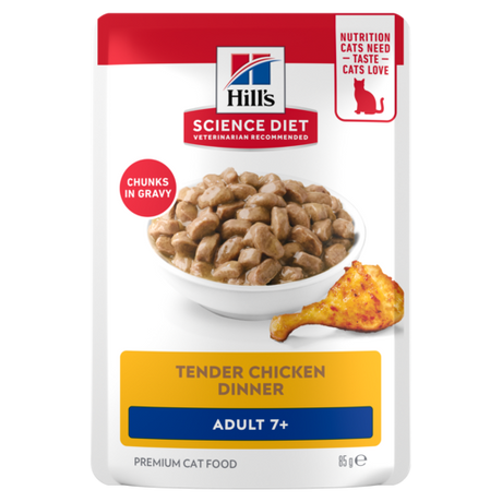 Hill's Science Diet Adult 7+ Tender Chicken Dinner Wet Cat Food pouches 85g