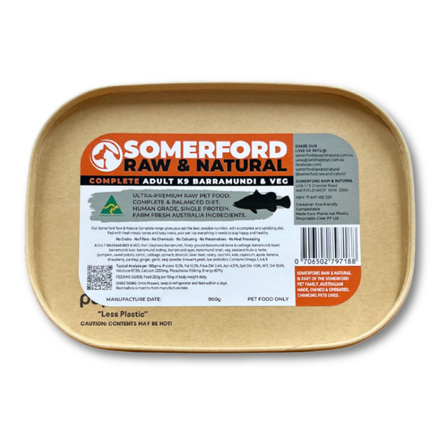 Somerford Raw Barramundi & Veg Adult Dog Food 900g