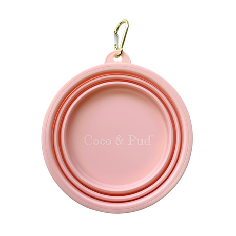 Coco & Pud Collapsible Travel Dog Bowl - Rose