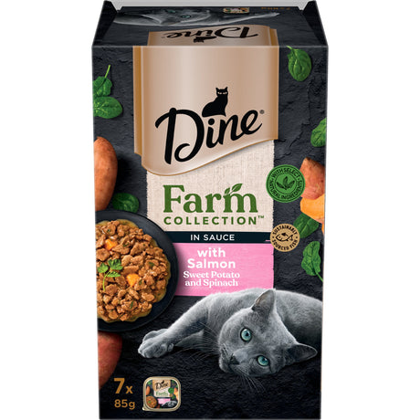 Dine Farm Collection Salmon, Sweet Potato & Spinach Wet Cat Food 7 x 85g