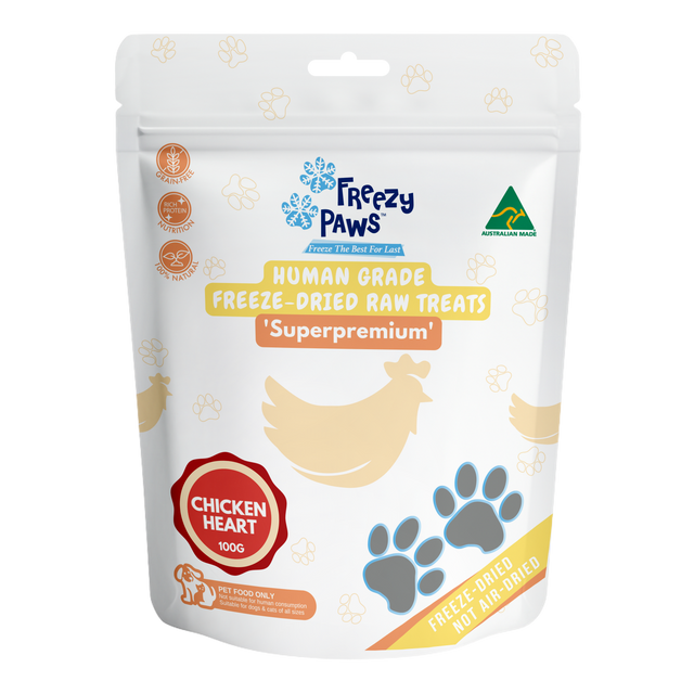 Freezy Paws Freeze Dried Chicken Hearts Pet Treats 100g