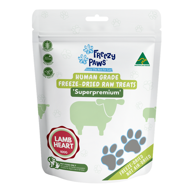 Freezy Paws Freeze Dried Lamb Hearts Pet Treats 100g