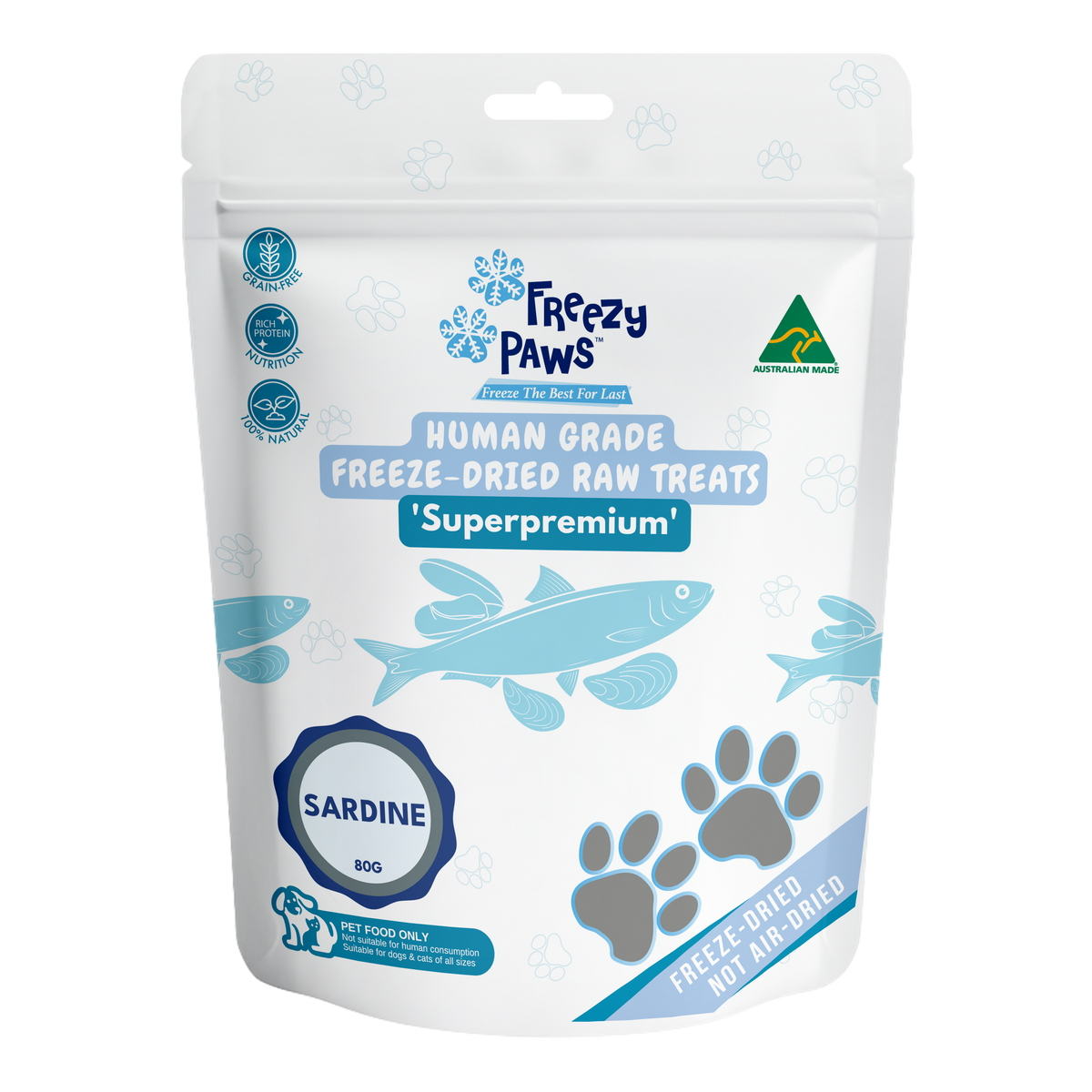 Freezy Paws Freeze Dried Sardines Pet Treats 80g