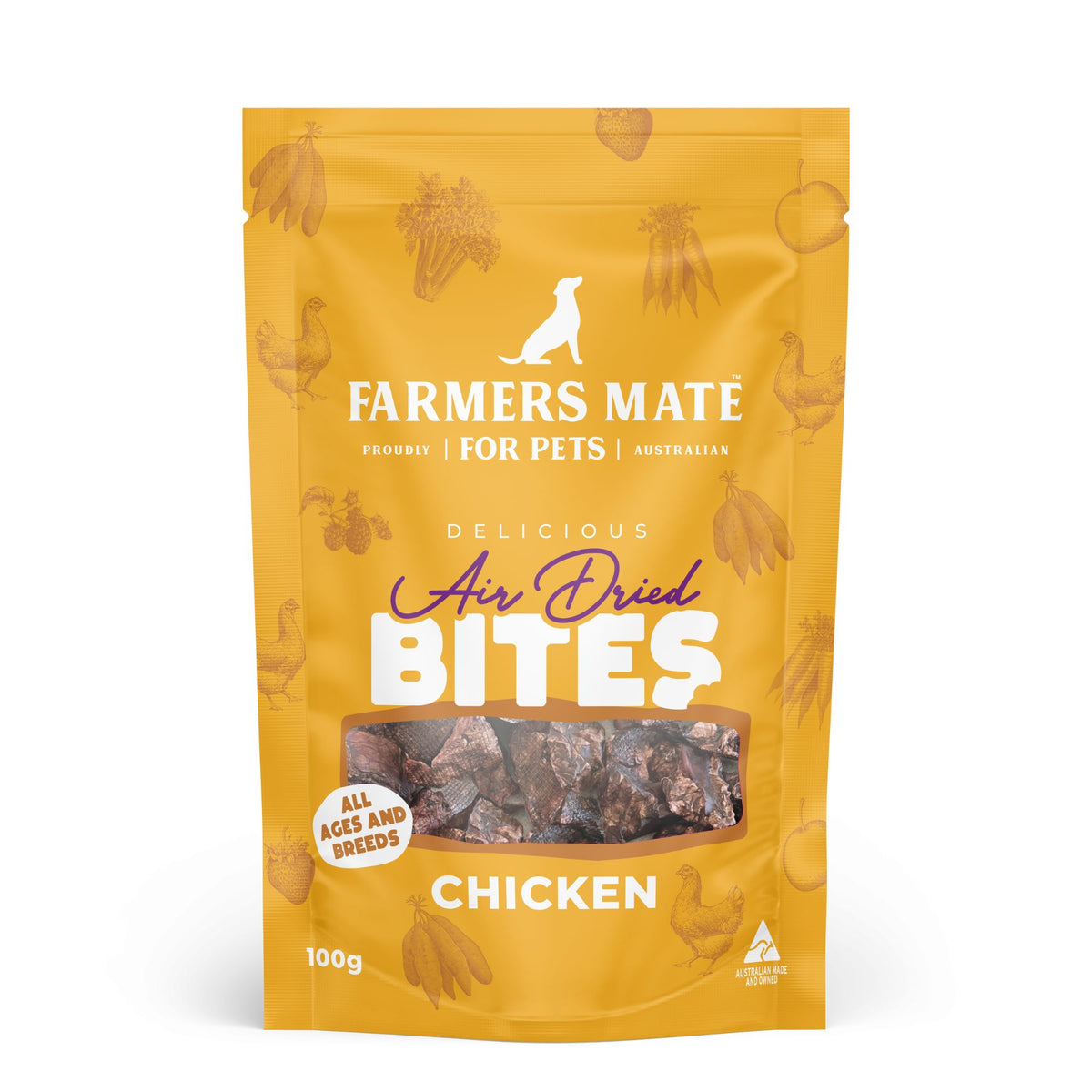 Farmers Mate Air Dried Chicken Bites Dog Treats 100g