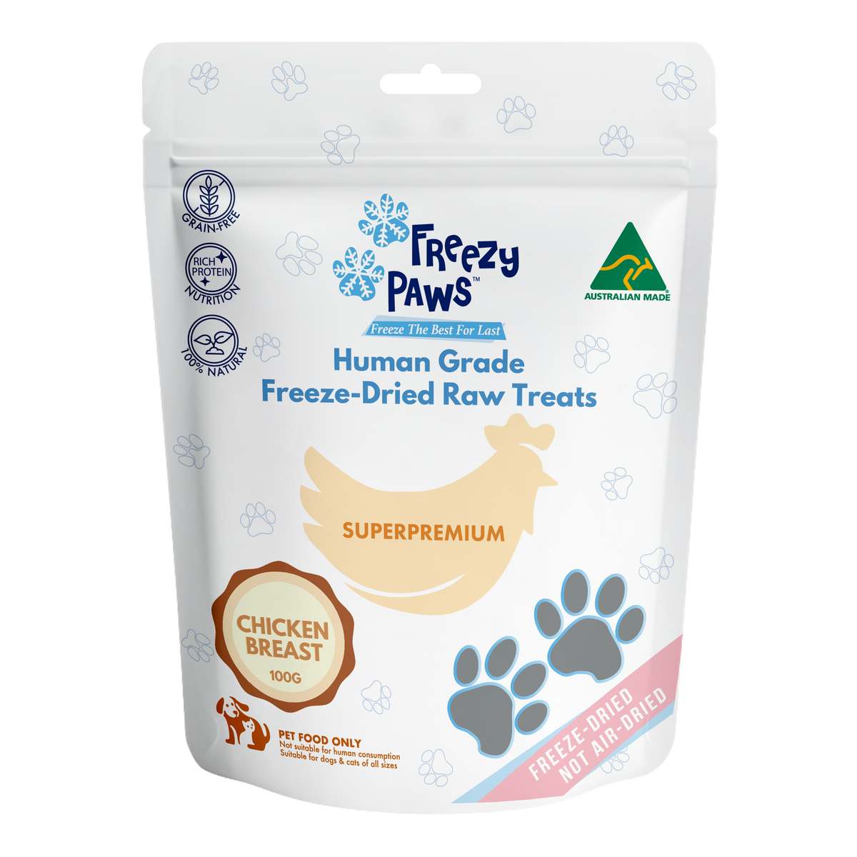 Freezy Paws Freeze Dried Chicken Breast Pet Treats 100g