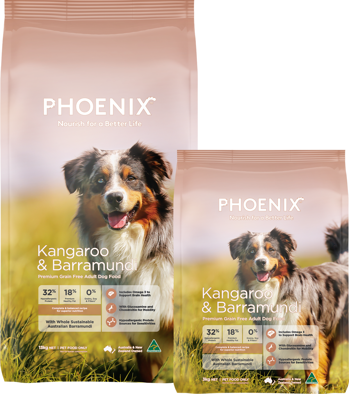 Phoenix Grain Free Kangaroo & Barramundi Adult Dry Dog Food 13kg