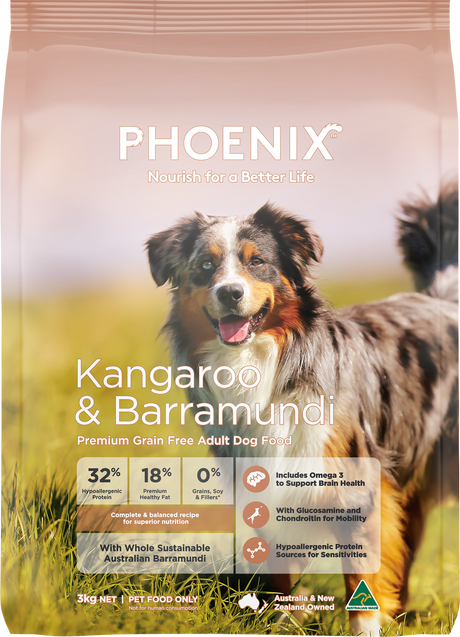 Phoenix Grain Free Kangaroo & Barramundi Adult Dry Dog Food 3kg