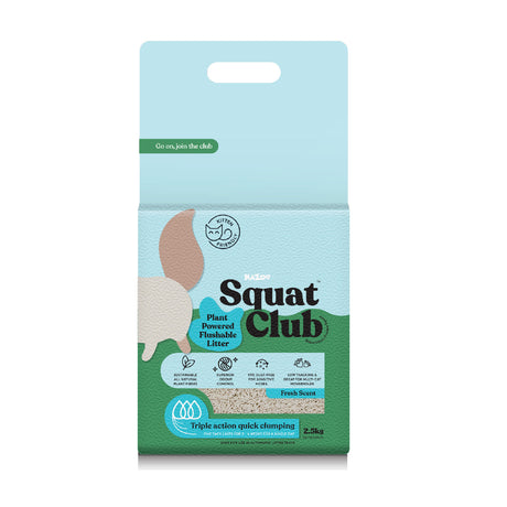 Squat Club Plant Powered Flushable Cat Litter Fresh Scent 2.5kg