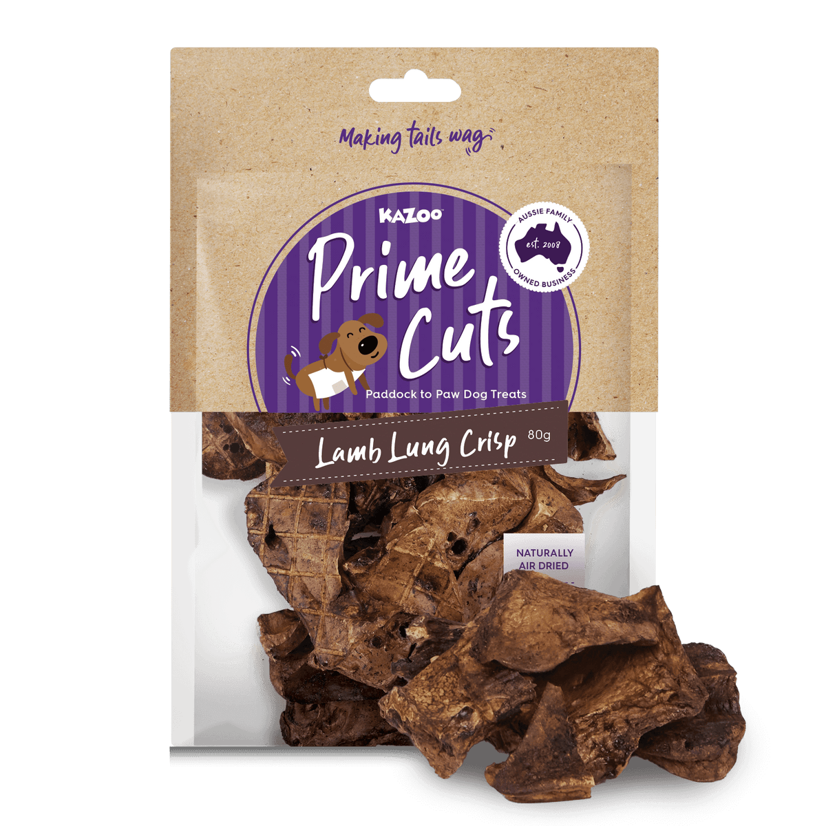 Kazoo Lamb Lung Crisps Dog Treats 80g