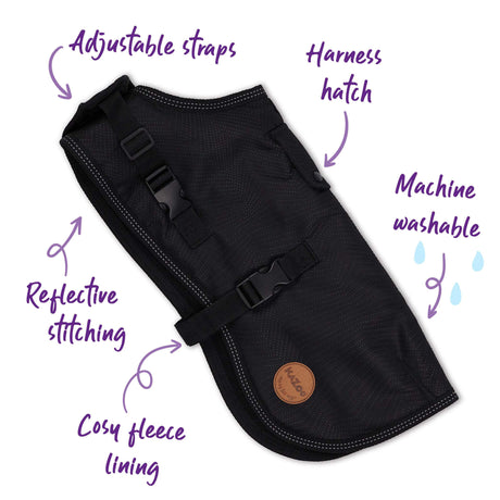 KAZOO Adventure Coat W/Harness Hatch - Black M