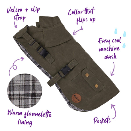 KAZOO Aussie Oilskin Coat -Olive S