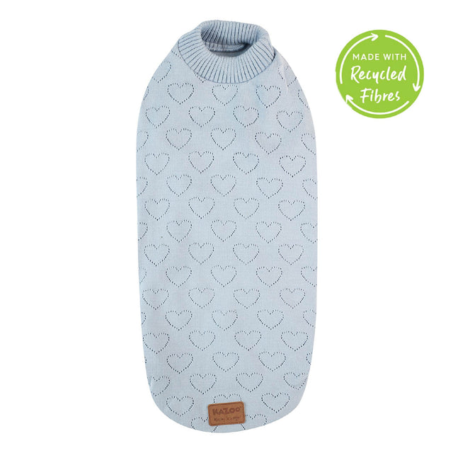 Kazoo Heart Knit Dog Jumper Blue 53cm