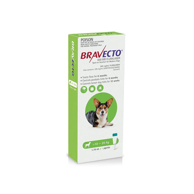 Bravecto Spot-On for Dogs 10-20kg Green 1 Pack