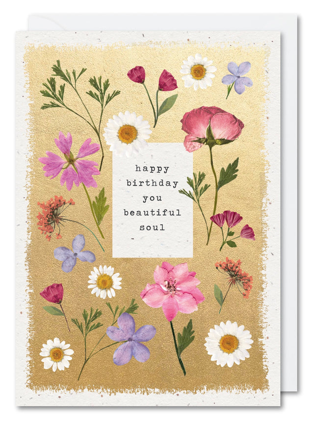 Meraki Pressed Flowers Birthday Card