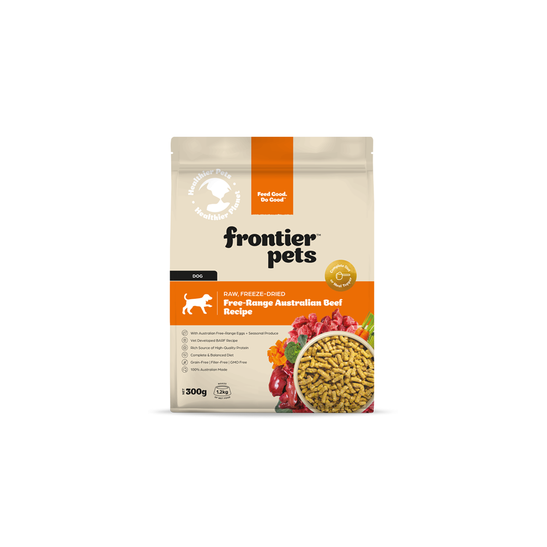 Frontier Pets Free-Range Beef Raw Freeze-Dried Adult Dog Food 300g