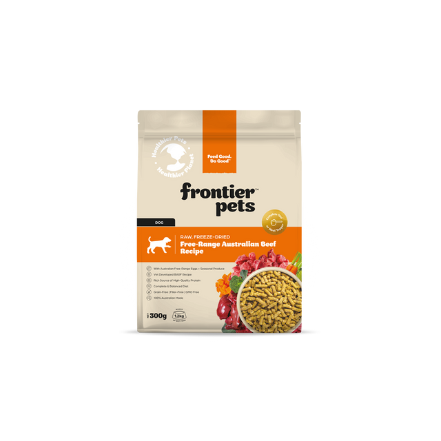 Frontier Pets Free-Range Beef Raw Freeze-Dried Adult Dog Food 300g