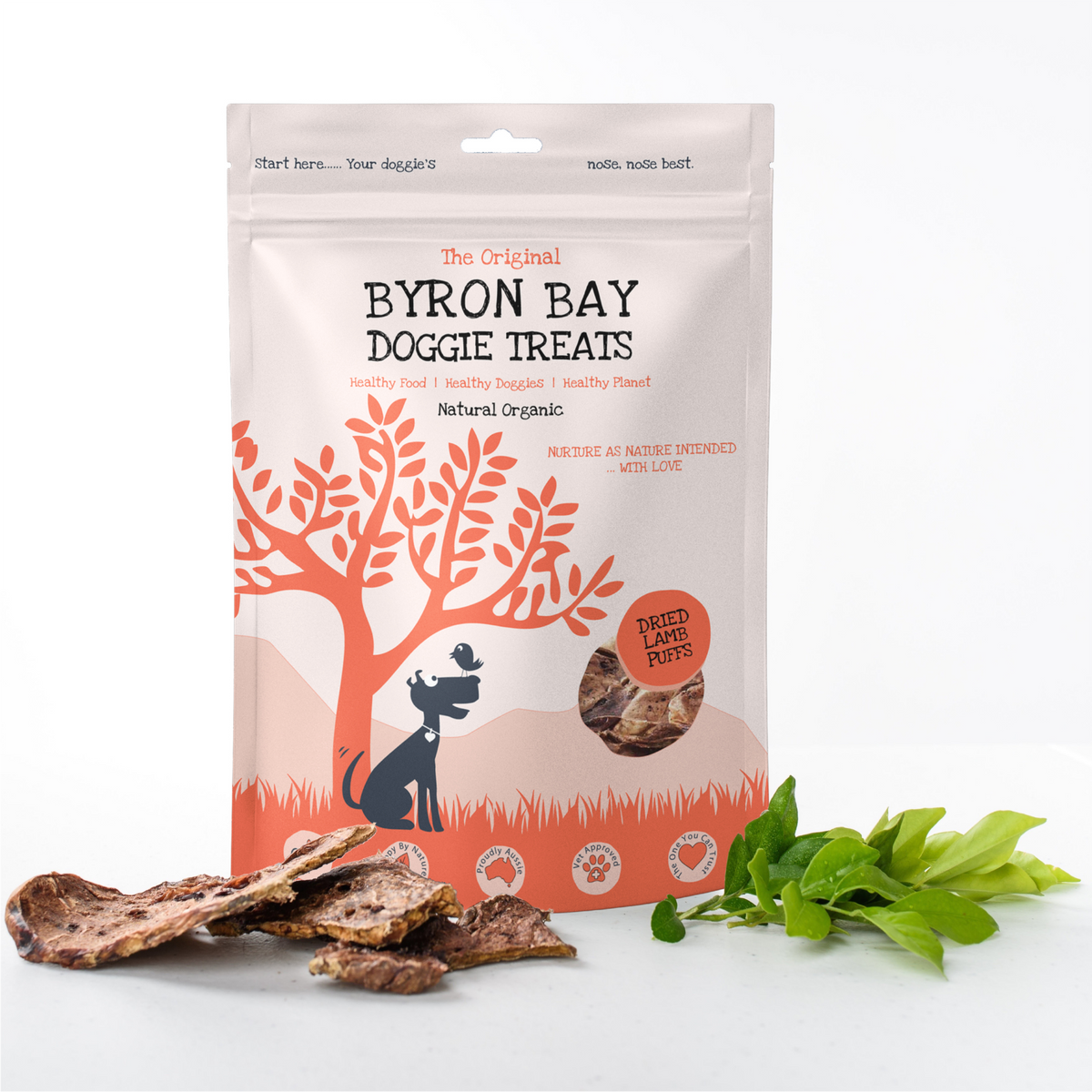 Byron Bay Doggie Treats Organic Dried Lamb Puffs 100g