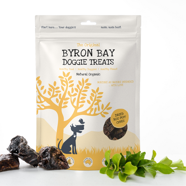 Byron Bay Doggie Treats Organic Dried Roo Puff Cubes 120g