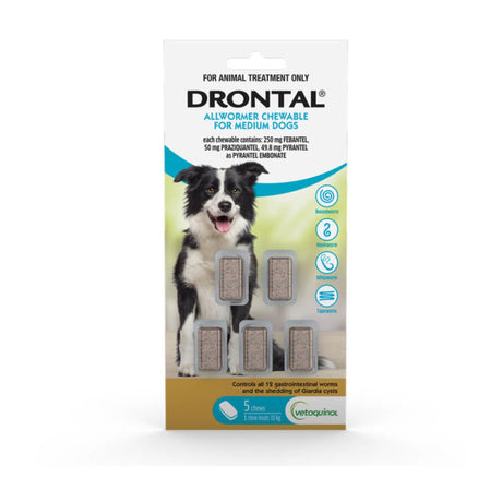 Drontal Allwormer Chews for Medium Dogs 10kg 5 Pack