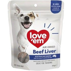 Love'em Air Dried Beef Liver Dog Treats 90g