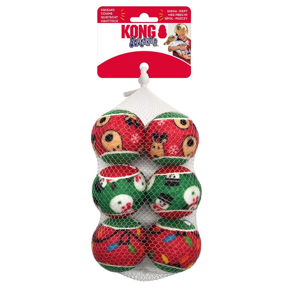 KONG Holiday SqueakAir Balls Medium 6 Pack