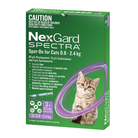 NexGard Spectra Spot-On for Cats 0.8-2.4kg 3 Pack