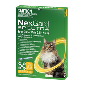 NexGard Spectra Spot-On for Cats 2.5-7.5kg 3 Pack