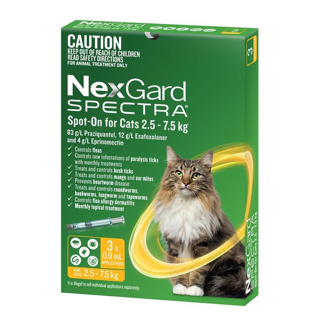 NexGard Spectra Spot-On for Cats 2.5-7.5kg 3 Pack