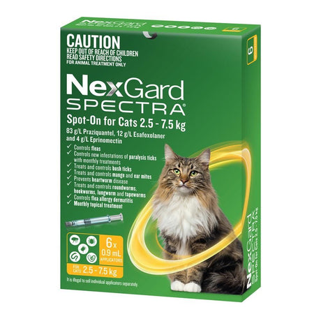 NexGard Spectra Spot-On for Cats 2.5-7.5kg 6 Pack
