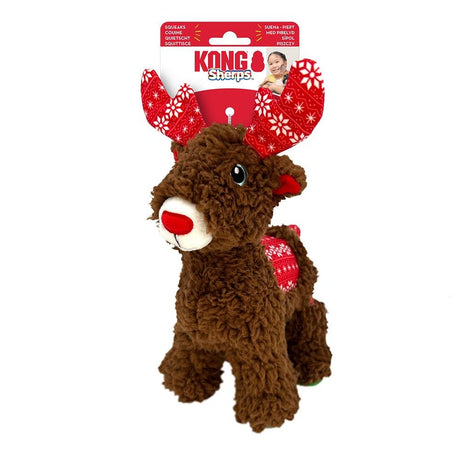 KONG Holiday Sherps Plush Reindeer Dog Toy Medium