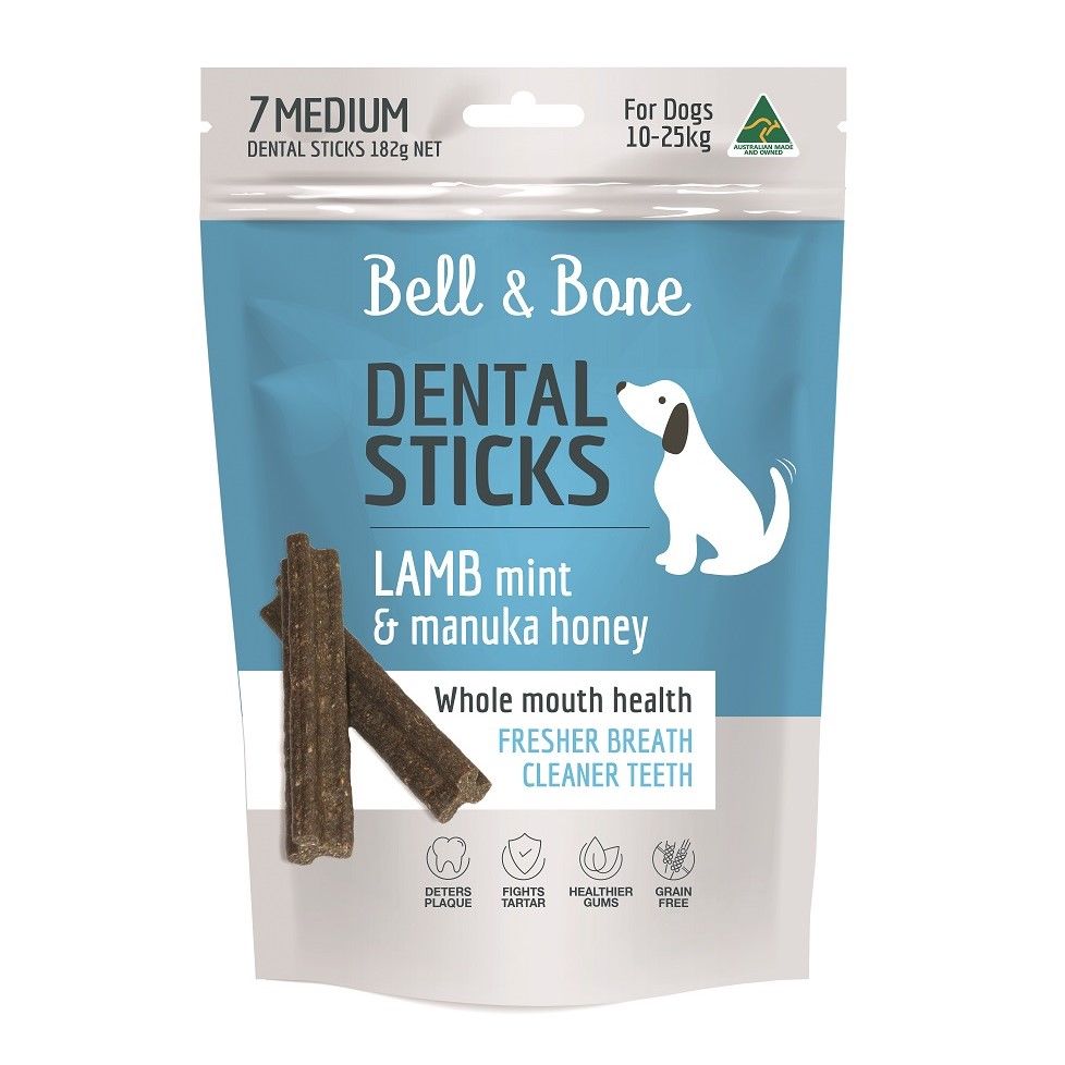 Bell & Bone Dental Sticks Lamb, Mint & Manuka Honey Medium 7 Pack