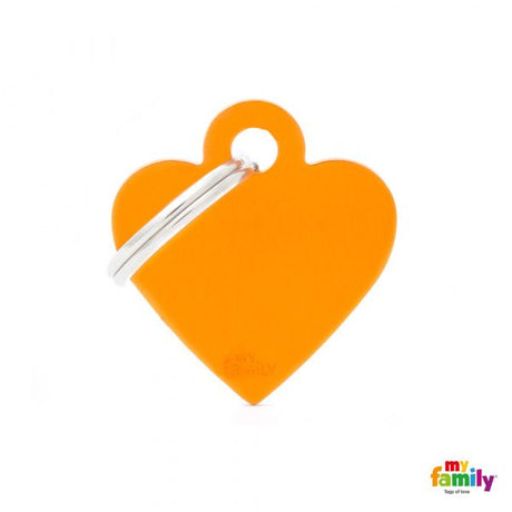My Family Basic Heart ID Tag Orange Small