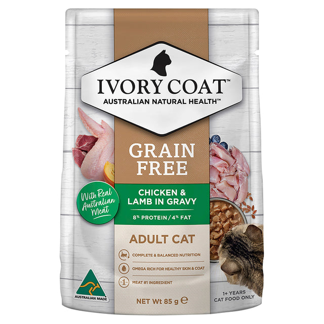 Ivory Coat Chicken with Lamb Wet Cat Food Pouches 12 x 85g