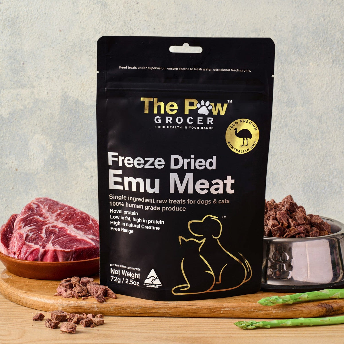 The Paw Grocer Freeze Dried Emu Meat Dog Treats 72g
