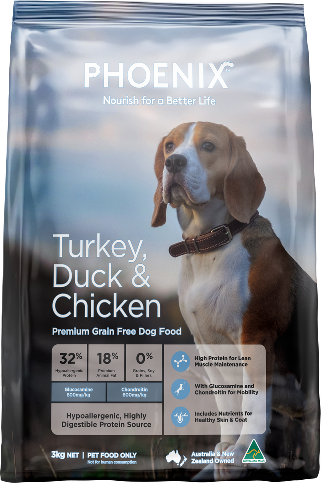Phoenix Grain Free Turkey, Duck & Chicken Adult Dry Dog Food 3kg