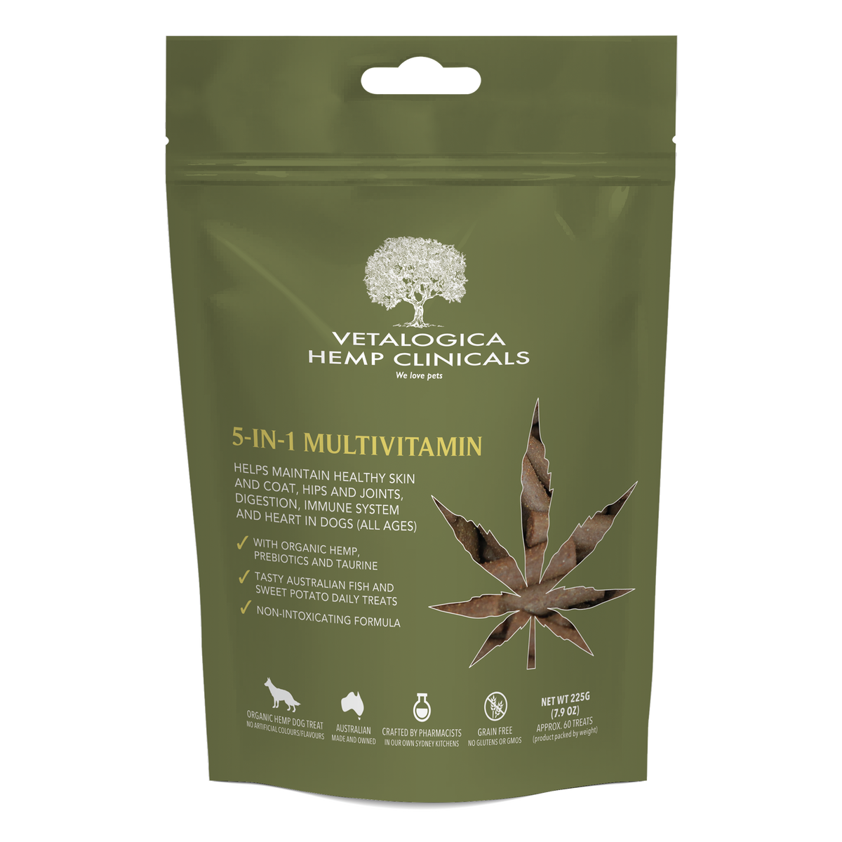 Vetalogica Hemp Clinicals 5-in-1 Multivitamin Dog Treats 225g